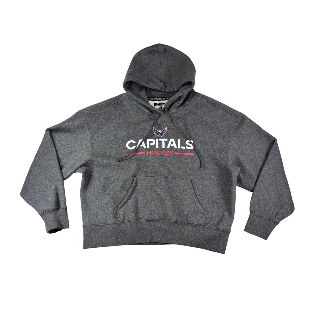 Fanatics Washington Capitals NHL Authentic Pro Hoodie Charcoal Grey Womens L NWT